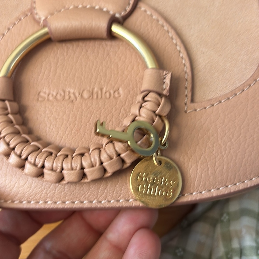 See By Chloe Pink Leather & Suede Crossbody Bag with Gold Ring - Picture 8 of 14
